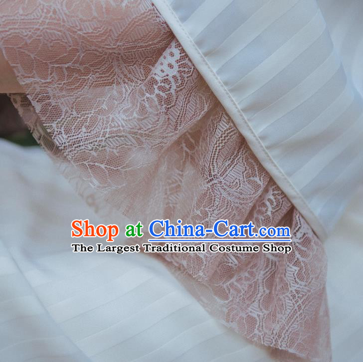 Chinese Traditional Shanghai Young Beauty Cheongsam Clothing National Lace Sleeve Qipao Dress