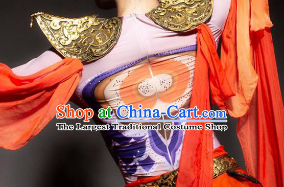 China Flying Apsaras Stage Performance Clothing Woman Classical Dance Red Outfits