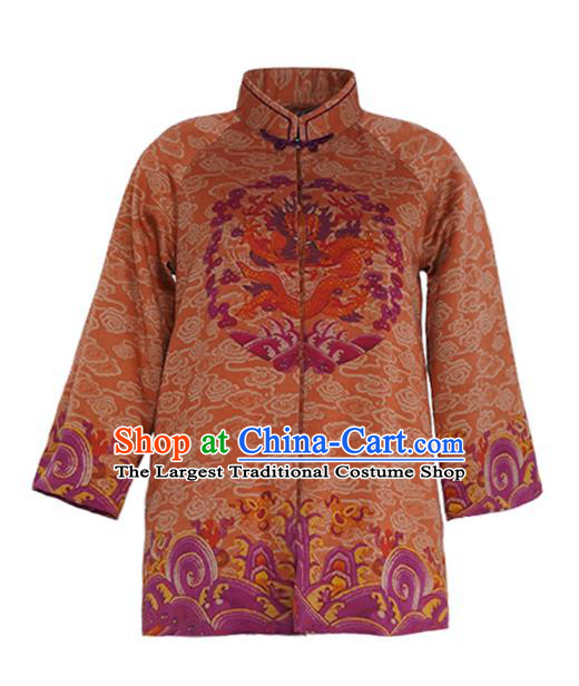 China Classical Women Overcoat Tang Suit Embroidered Jacket National Silk Clothing