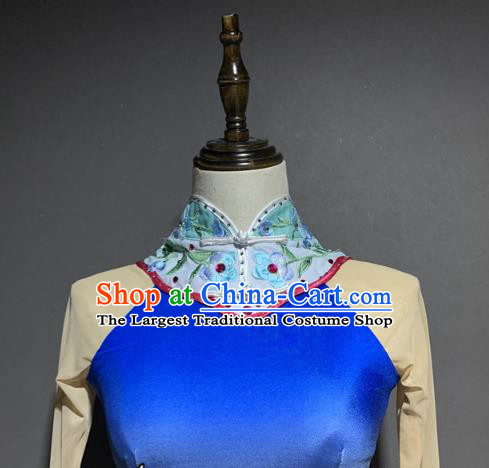 China Traditional Peking Opera Hua Tan Costumes Classical Dance Blue Outfits and Headwear