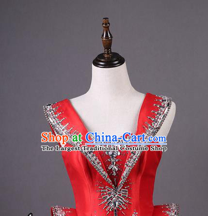 Top Grade Catwalks Stage Show Costume Compere Red Full Dress