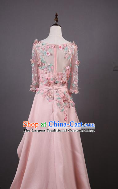 Top Grade Embroidered Pink Full Dress Annual Meeting Catwalks Compere Costume