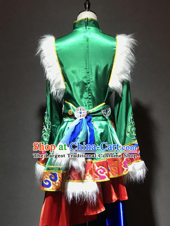 Chinese Zang Nationality Male Costumes Tibetan Ethnic Minority Folk Dance Outfits