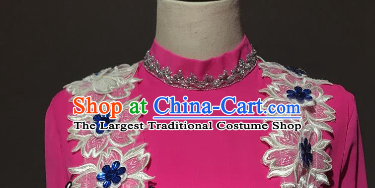 Chinese Kazakh Nationality Dance Costumes Xinjiang Ethnic Minority Stage Performance Rosy Dress