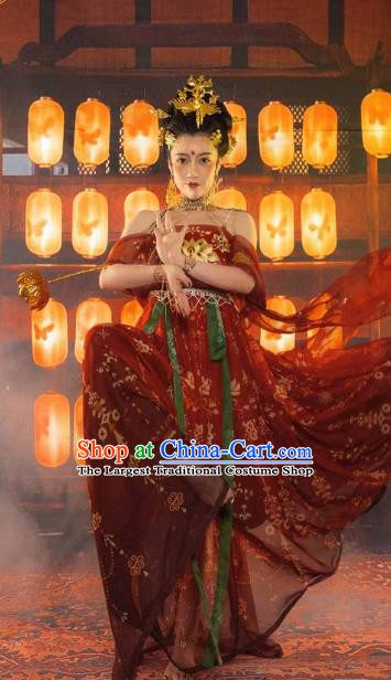 Traditional China Tang Dynasty Princess Gaoyang Replica Costumes Ancient Court Woman Hanfu Dress Clothing