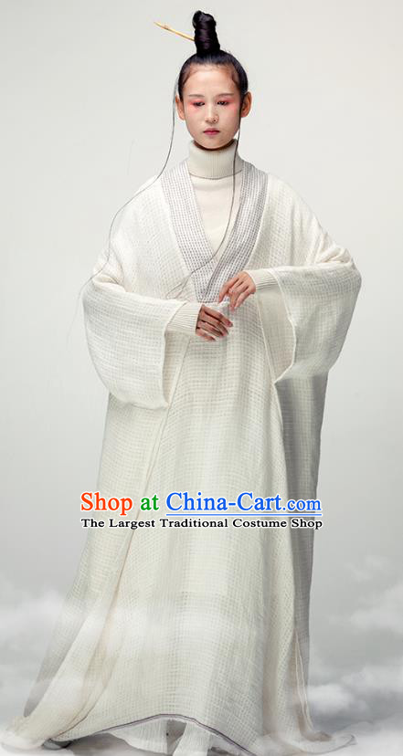 Chinese Martial Arts Costume National Tai Chi White Flax Dress Traditional Zen Clothing