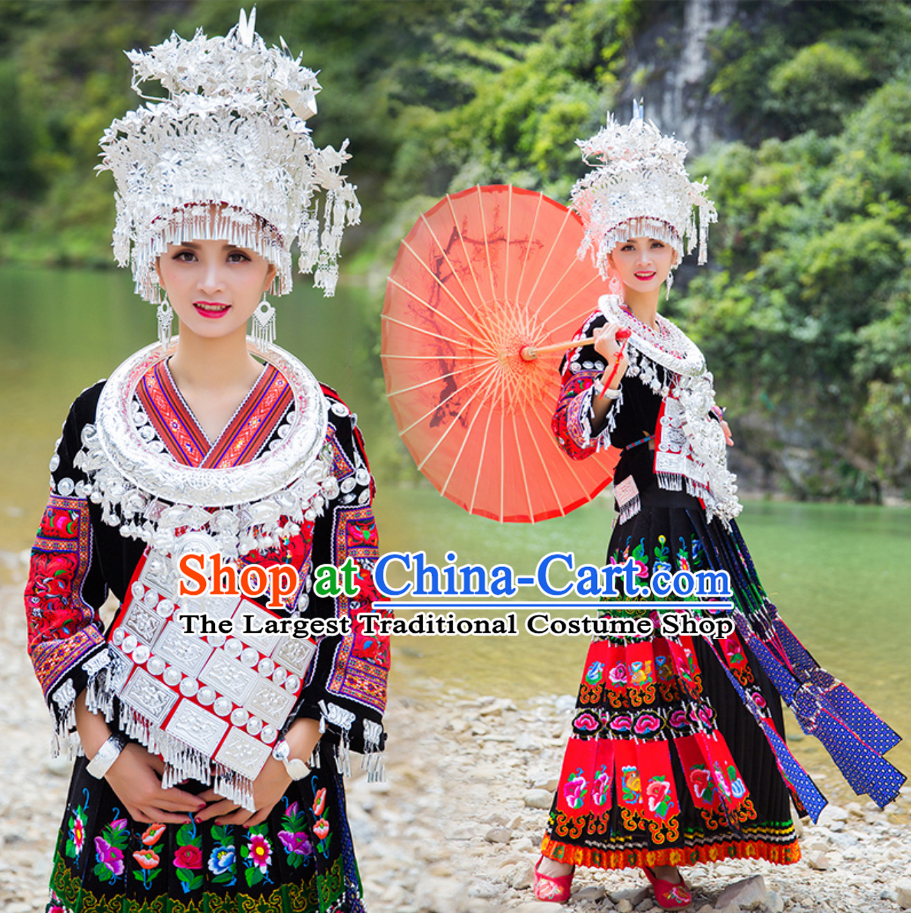 Top Chinese Traditional Miao Garment Ethnic Dresses Minority Clothing Complete Set
