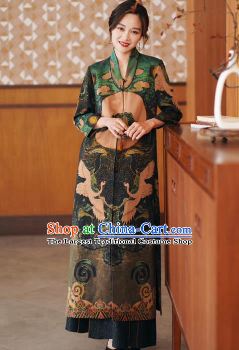 China National Gambiered Guangdong Gauze Outer Garment Traditional Tang Suit Printing Dust Coat