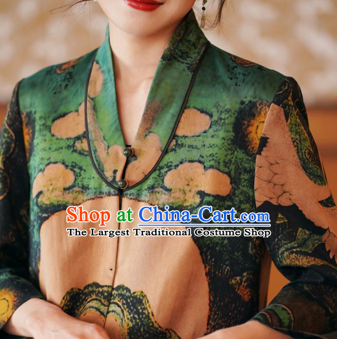 China National Gambiered Guangdong Gauze Outer Garment Traditional Tang Suit Printing Dust Coat