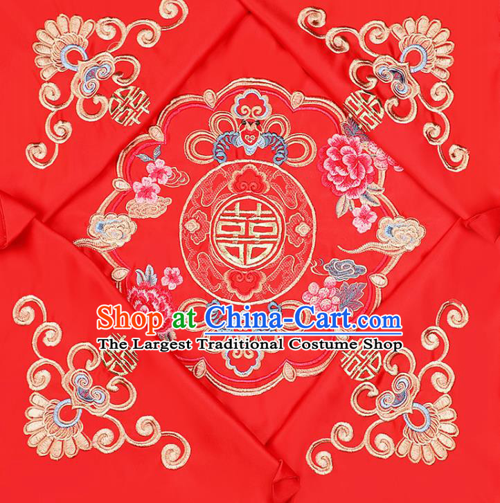 China Xiuhe Suit Embroidered Peony Headdress Traditional Wedding Headwear Bride Red Veil