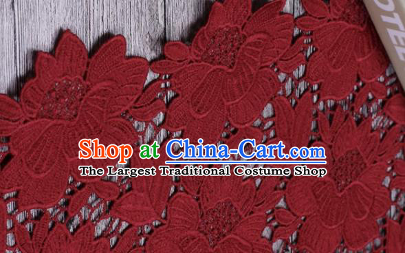 Republic of China Red Peony Lace Cheongsam Costume Traditional Minguo Shanghai Mother Qipao Dress