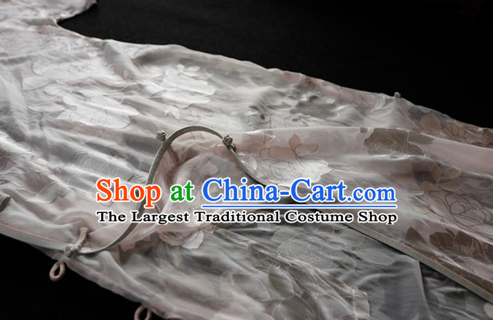 Chinese Traditional White Silk Qipao Dress Classical Tang Suit Cheongsam