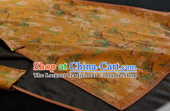 Republic of China Yellow Gambiered Guangdong Gauze Qipao Dress Traditional Minguo Classical Printing Pear Blossom Cheongsam