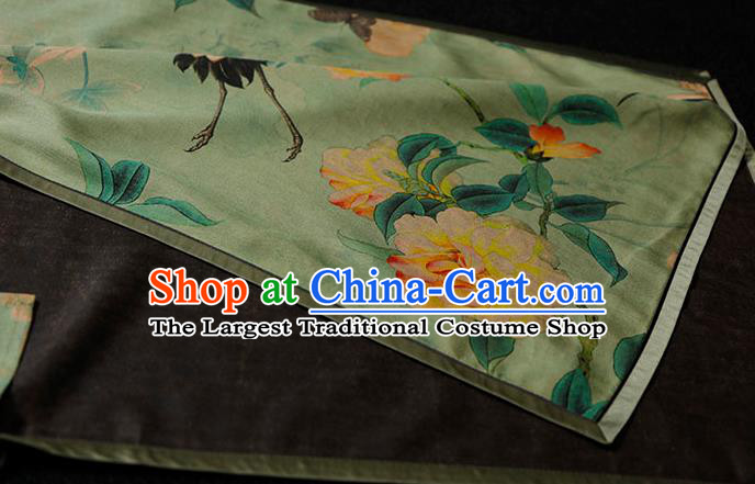Republic of China Printing Green Gambiered Guangdong Gauze Qipao Dress Traditional Minguo Classical Shanghai Cheongsam