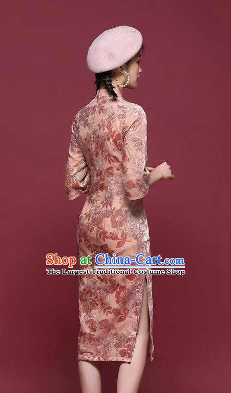 China Classical Dance Stage Performance Qipao Dress Traditional Tang Suit Pink Cheongsam