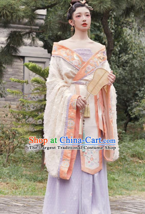 China Ancient Goddess Hanfu Dress Clothing Traditional Tang Dynasty Court Woman Embroidered Costumes