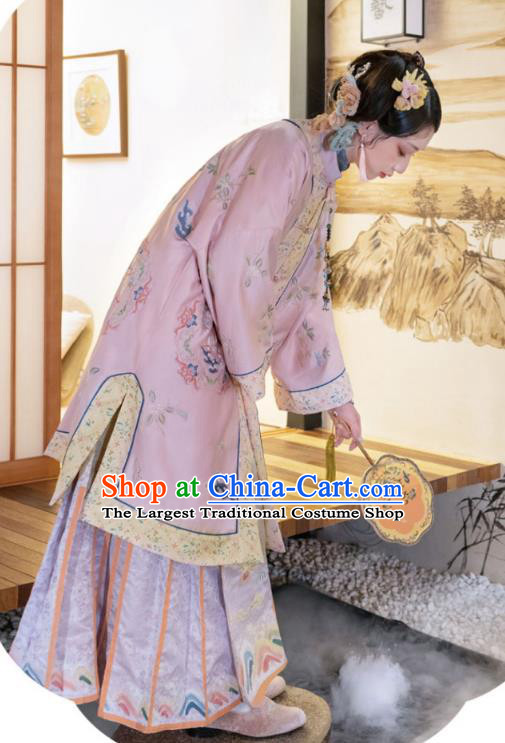 China Ancient Imperial Concubine Embroidered Clothing Traditional Qing Dynasty Noble Woman Historical Costumes Complete Set