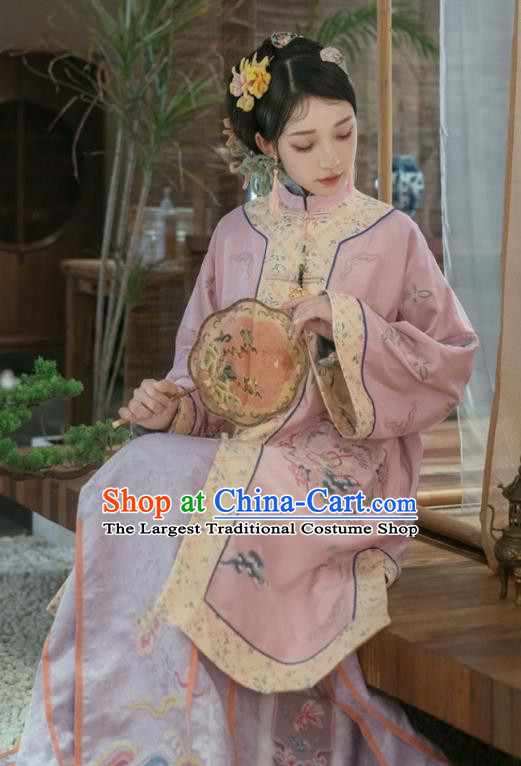 China Ancient Imperial Concubine Embroidered Clothing Traditional Qing Dynasty Noble Woman Historical Costumes Complete Set