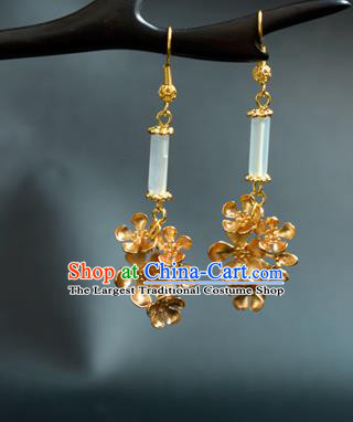 China Traditional Cheongsam Ear Accessories Ancient Princess Golden Flowers Earrings