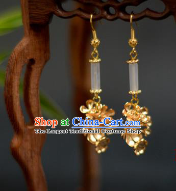 China Traditional Cheongsam Ear Accessories Ancient Princess Golden Flowers Earrings