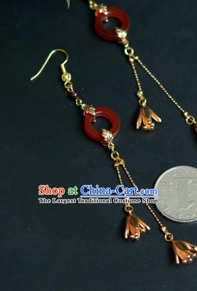 China Handmade Agate Earrings Jewelry Traditional Cheongsam Ear Accessories