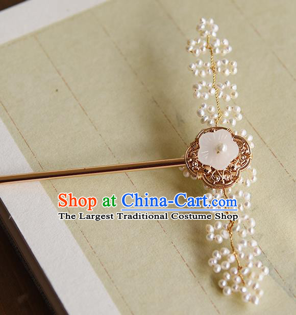 Chinese Traditional Qing Dynasty Hairpin Court Hair Accessories Ancient Imperial Concubine Pearls Hair Stick