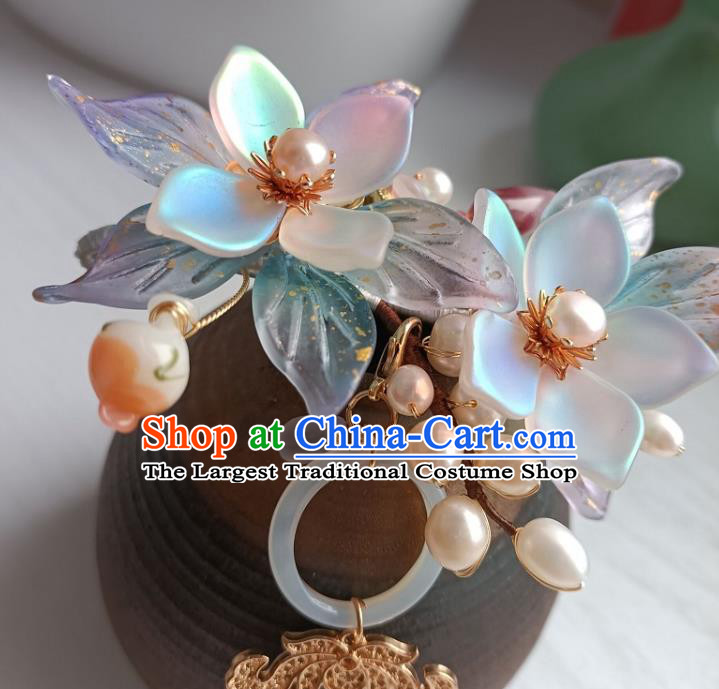 Chinese Ancient Young Woman Hairpin Hanfu Hair Accessories Traditional Ming Dynasty Wisteria Tassel Hair Claw