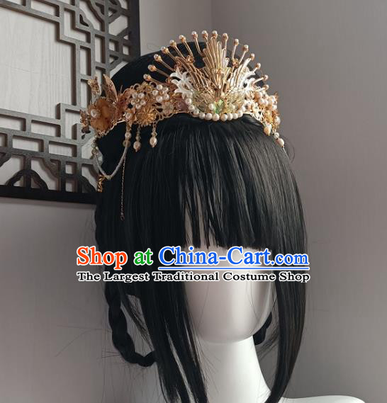 Chinese Ancient Bride Hair Crown Hanfu Hair Accessories Traditional Ming Dynasty Phoenix Coronet
