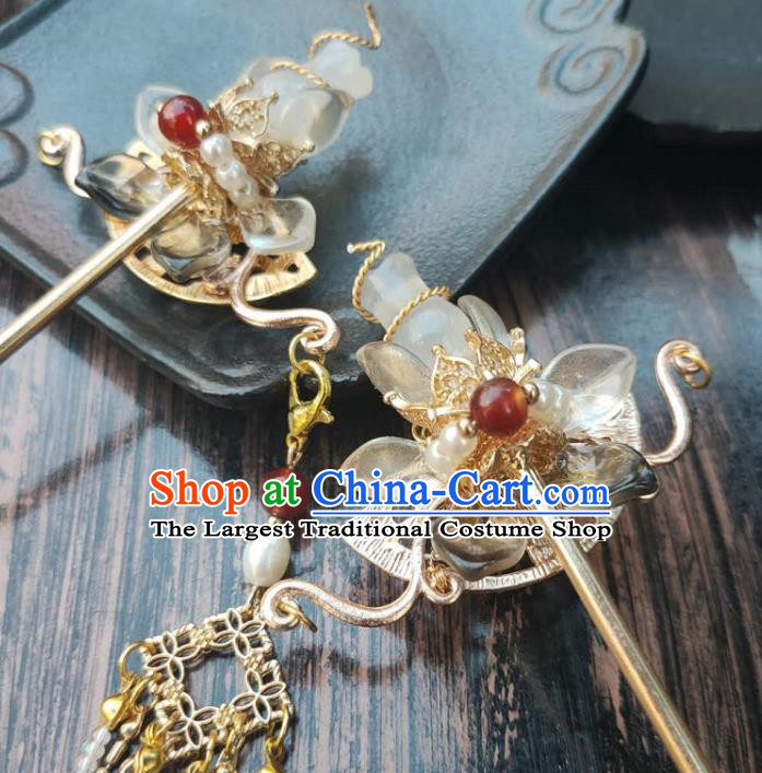 Chinese Ancient Imperial Concubine Hairpin Hanfu Hair Accessories Traditional Ming Dynasty Jade Vase Hair Stick
