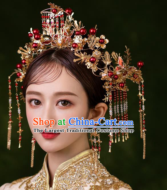 Chinese Classical Xiuhe Suit Plum Blossom Hair Crown Traditional Wedding Hair Accessories Bride Phoenix Coronet