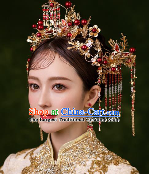 Chinese Classical Xiuhe Suit Plum Blossom Hair Crown Traditional Wedding Hair Accessories Bride Phoenix Coronet