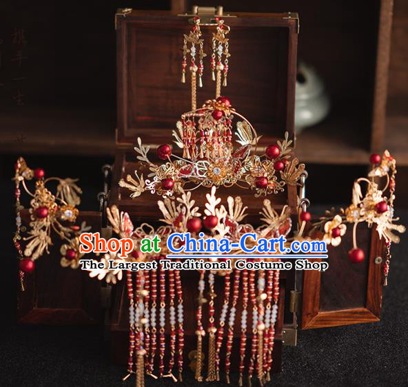Chinese Classical Xiuhe Suit Plum Blossom Hair Crown Traditional Wedding Hair Accessories Bride Phoenix Coronet