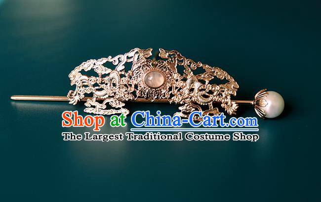 Chinese Traditional Hanfu Hair Accessories Ancient Swordswoman Golden Hair Crown and Hairpin