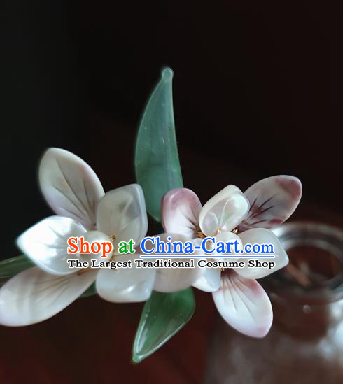 Chinese Traditional Song Dynasty Hair Stick Ancient Princess Shell Orchids Hairpin