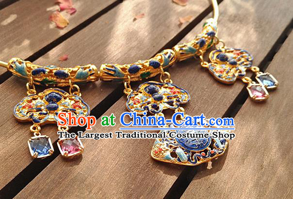 China Classical Ancient Imperial Concubine Cloisonne Necklace Traditional Qing Dynasty Court Necklet Accessories