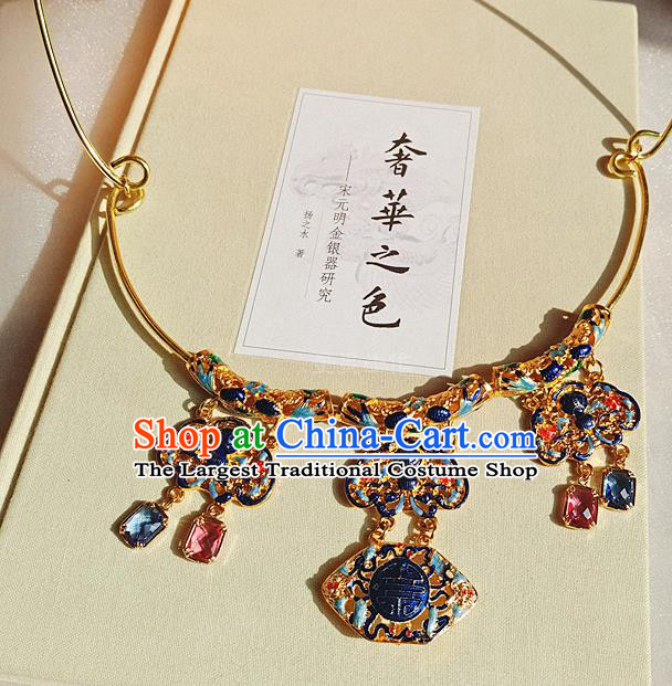 China Classical Ancient Imperial Concubine Cloisonne Necklace Traditional Qing Dynasty Court Necklet Accessories