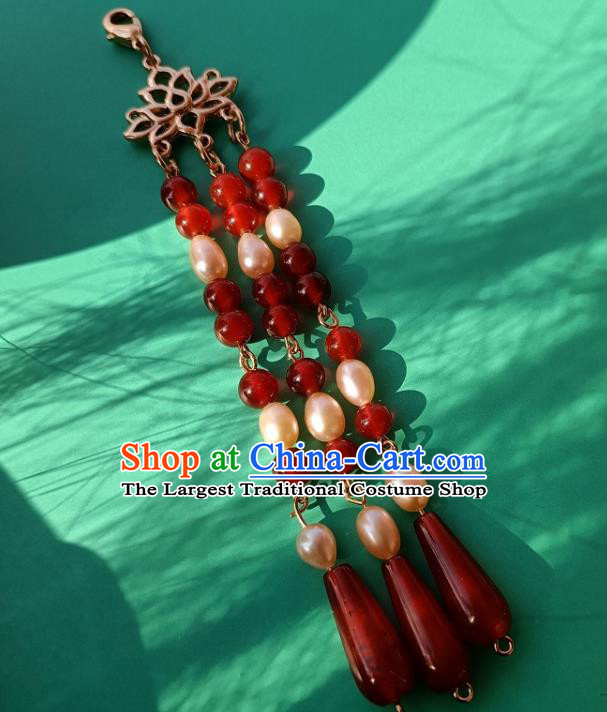 Chinese Traditional Ming Dynasty Red Flowers Hair Comb Ancient Princess Hairpin Hanfu Hair Accessories
