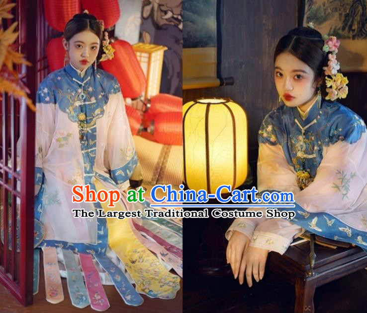China Qing Dynasty Imperial Concubine Historical Costumes Ancient Court Woman Embroidered Clothing