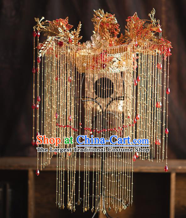 Chinese Classical Luxury Phoenix Coronet Traditional Wedding Hair Accessories Xiuhe Suit Bride Tassel Hair Crown