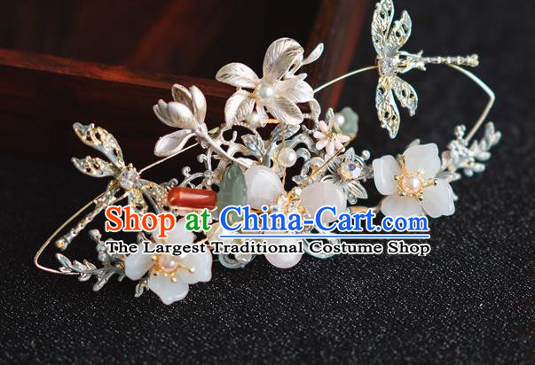 Chinese Classical Bride Hair Crown Traditional Wedding Headwear Xiuhe Suit Flowers Hair Clasp