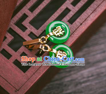China Handmade National New Year Earrings Traditional Cheongsam Jadeite Peace Buckle Ear Accessories
