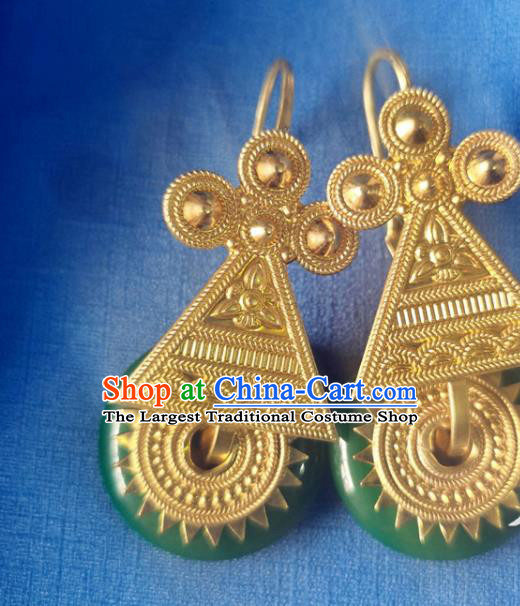 China Traditional Yi Nationality Ear Accessories Handmade Liangshan Ethnic Folk Dance Earrings
