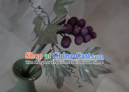 Chinese Handmade Hair Accessories Cheongsam Purple Grape Hairpin Traditional Hanfu Hair Stick