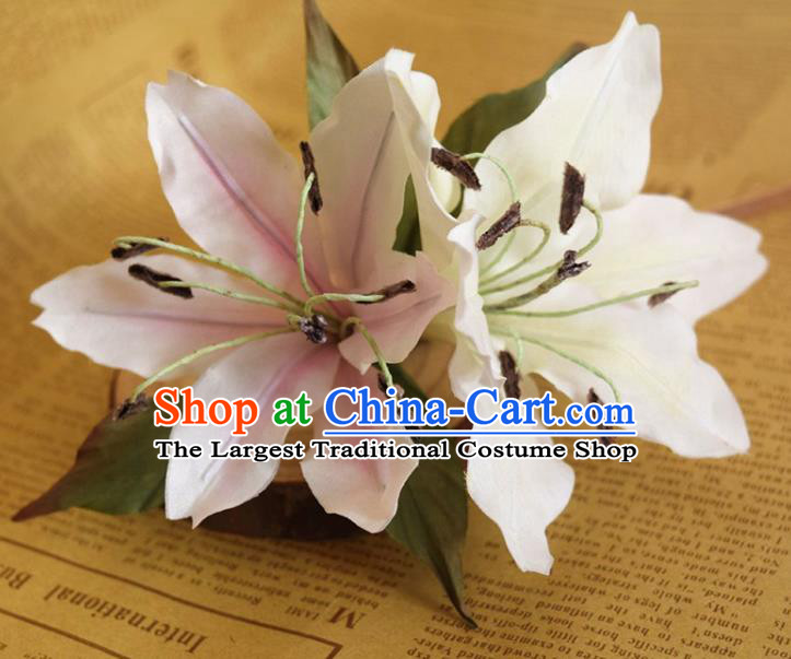 Chinese Traditional Hanfu Hair Stick Handmade Ancient Princess Lily Flowers Hairpin