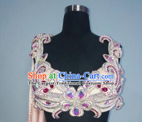 Traditional Asian Oriental Dance Stage Performance Clothing Bra and Pink Skirt Indian Belly Dance Competition Outfits