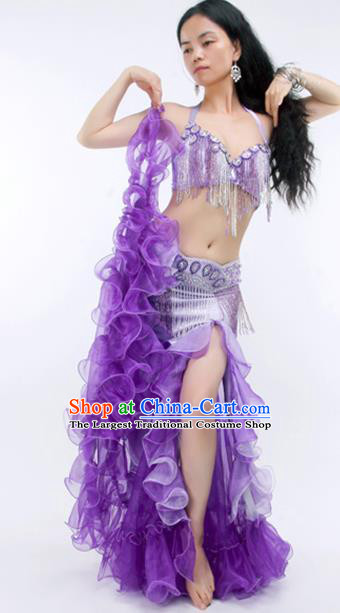Asian Oriental Dance Stage Performance Clothing Indian Traditional Belly Dance Purple Sexy Outfits