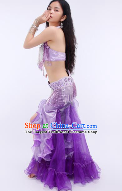 Asian Oriental Dance Stage Performance Clothing Indian Traditional Belly Dance Purple Sexy Outfits