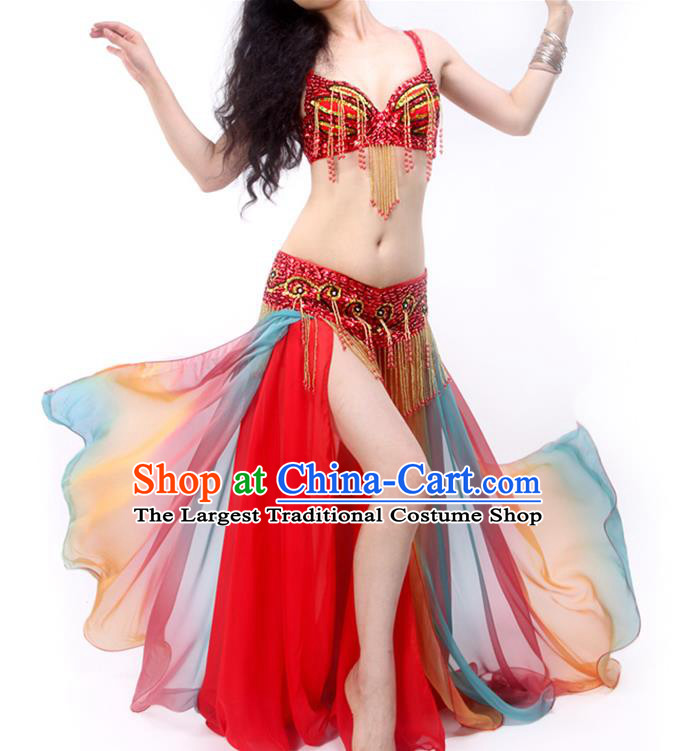 Traditional India Raks Sharki Belly Dance Outfits Asian Indian Oriental Dance Performance Red Clothing