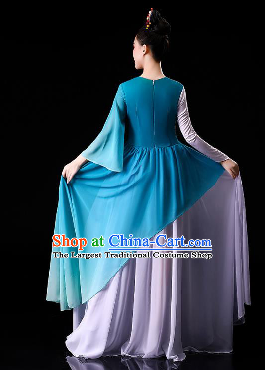 China Traditional Palace Fan Dance Clothing Classical Dance Umbrella Dance Blue Dress