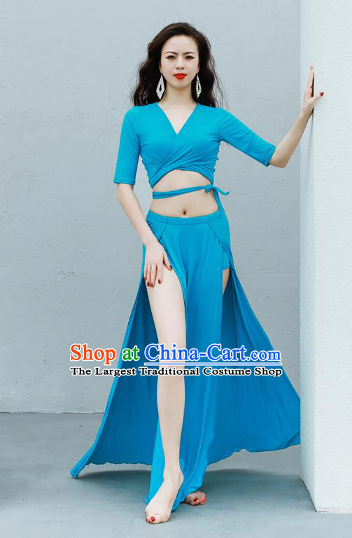 Traditional Asian Oriental Dance Raks Sharki Training Blue Uniforms Indian Belly Dance Woman Costume